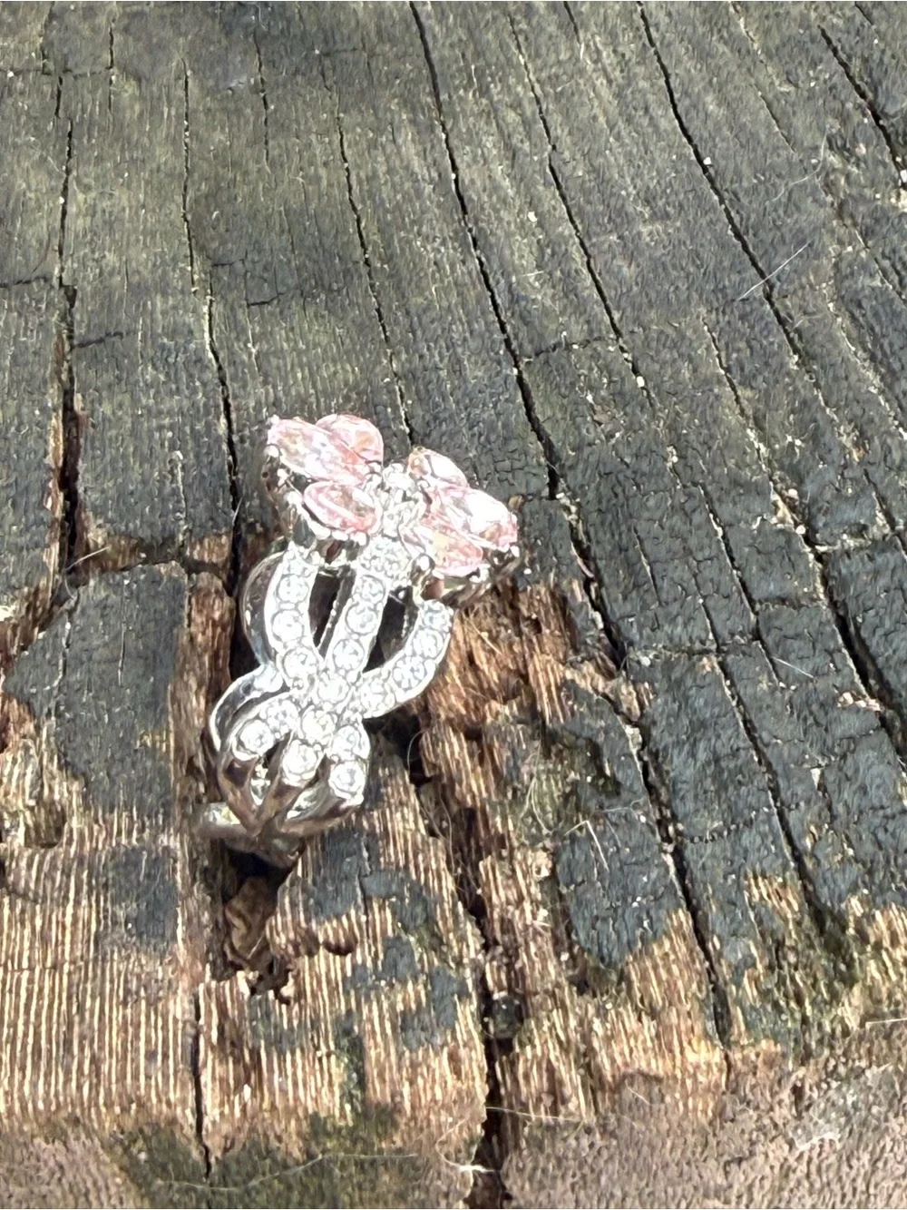 🌸 Pink Crystal Flower Statement Ring - Women Jewelry